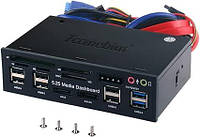 Многофункциональная 5,25" передняя панель для ПК TCC-QL5E | косичка USB 2.0, USB 3.0, TF/SD/CF/M2/MMC/MS Car