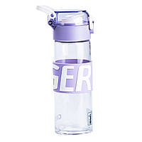 Бутылка для воды 460 (мл) стеклянная прозрачная с пластиковой крышкой 22 (см) спортивная Фиолетовый