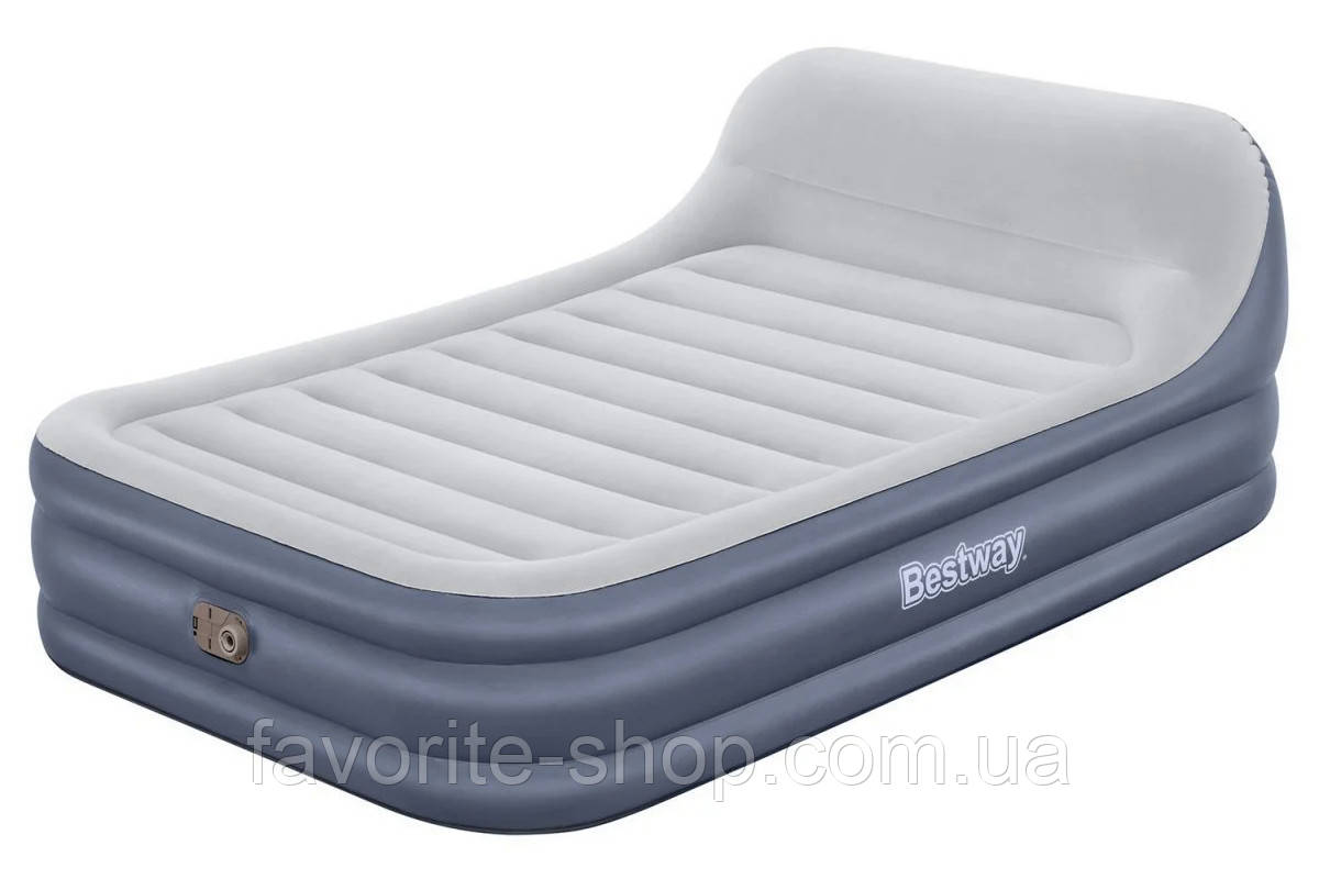 Надувне двоспальне ліжко Bestway 67923, 152х226x46(84спинка), вбудований електронасос.