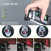 Строительный лазерный нивелир Laser Level Pro 3 в 1, уровень измерительный с рулеткой