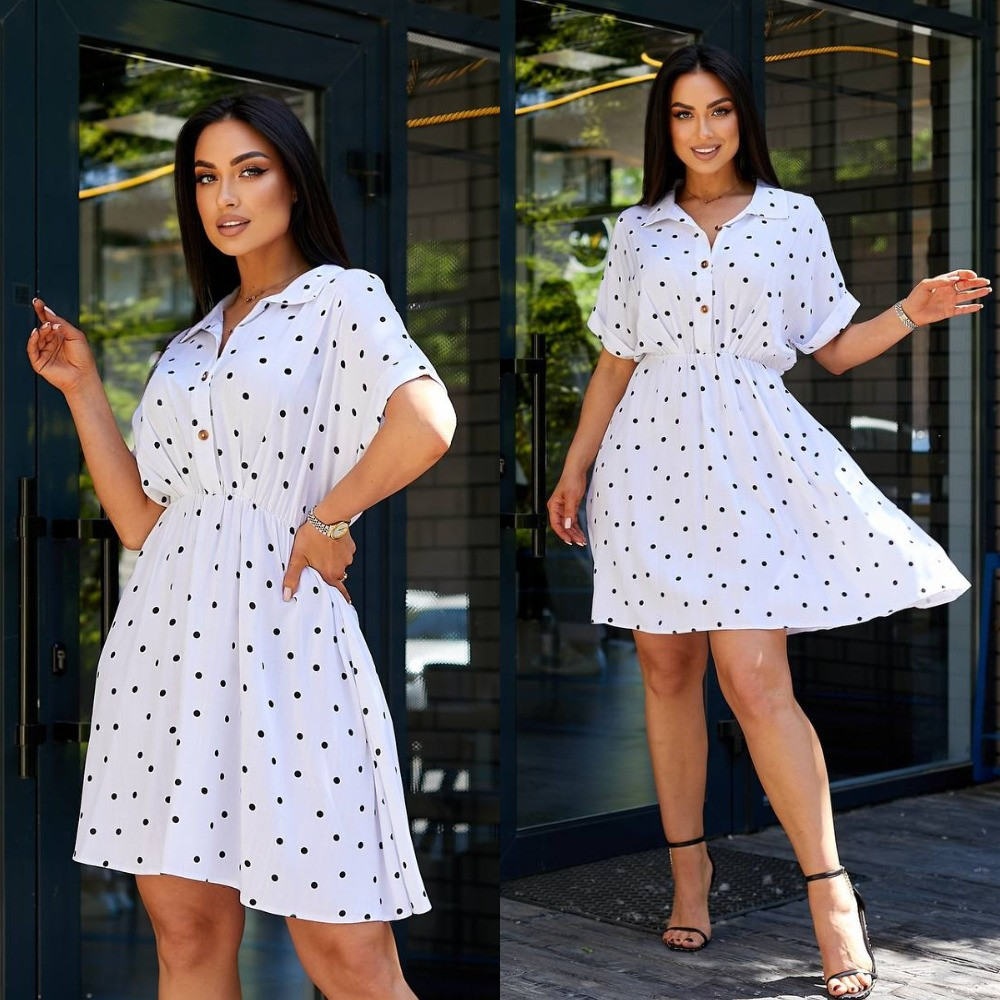 Коттонове плаття в горошок, фото 1