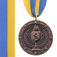 Медаль спортивная с лентой Zelart BOWL C-6402 цвет бронзовый mr