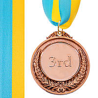 Медаль спортивная с лентой Zelart пластиковая FAME C-3042 цвет бронзовый mr