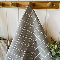 Рушник кухонний в клітинку, стильний рушник для кухні (сірий)