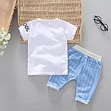 Літній костюм для хлопчика розмір 86 с білою футболкой та бриджами, фото 2