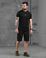 Костюм футболка с шортами мужской черный, легкие военные шорты и футболка, тактические шорты всу ol443