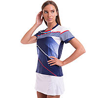 Комплект одягу для тенісу жіночий футболка та спідниця Lingo LD-1836B розмір XL колір темно-синій