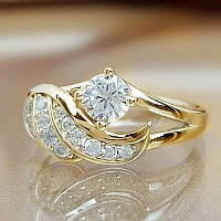 Романтическое женское кольцо с белым камнем кубическим цирконом размер 16