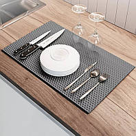 Кухонный коврик для сушки посуды EVAPUZZLE S 80x60 см сушка посуды, сушилка для посуды, коврик для кухни Серый