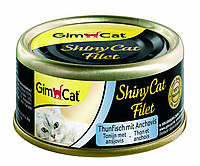 Влажный корм GimCat Shiny Cat для кошек с тунцом и анчоусом 70 г (4002064412924) KV, код: 7581633