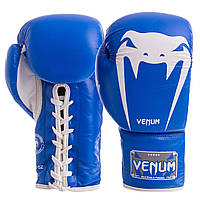 Перчатки боксерские кожаные на шнуровке VNM GIANT VL-5786 размер 10 унции цвет синий ag