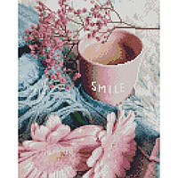Алмазная вышивка на подрамнике Чашка Smile 30х40 Алмазная мозаика круглыми стразами натюрморты Strateg HX458
