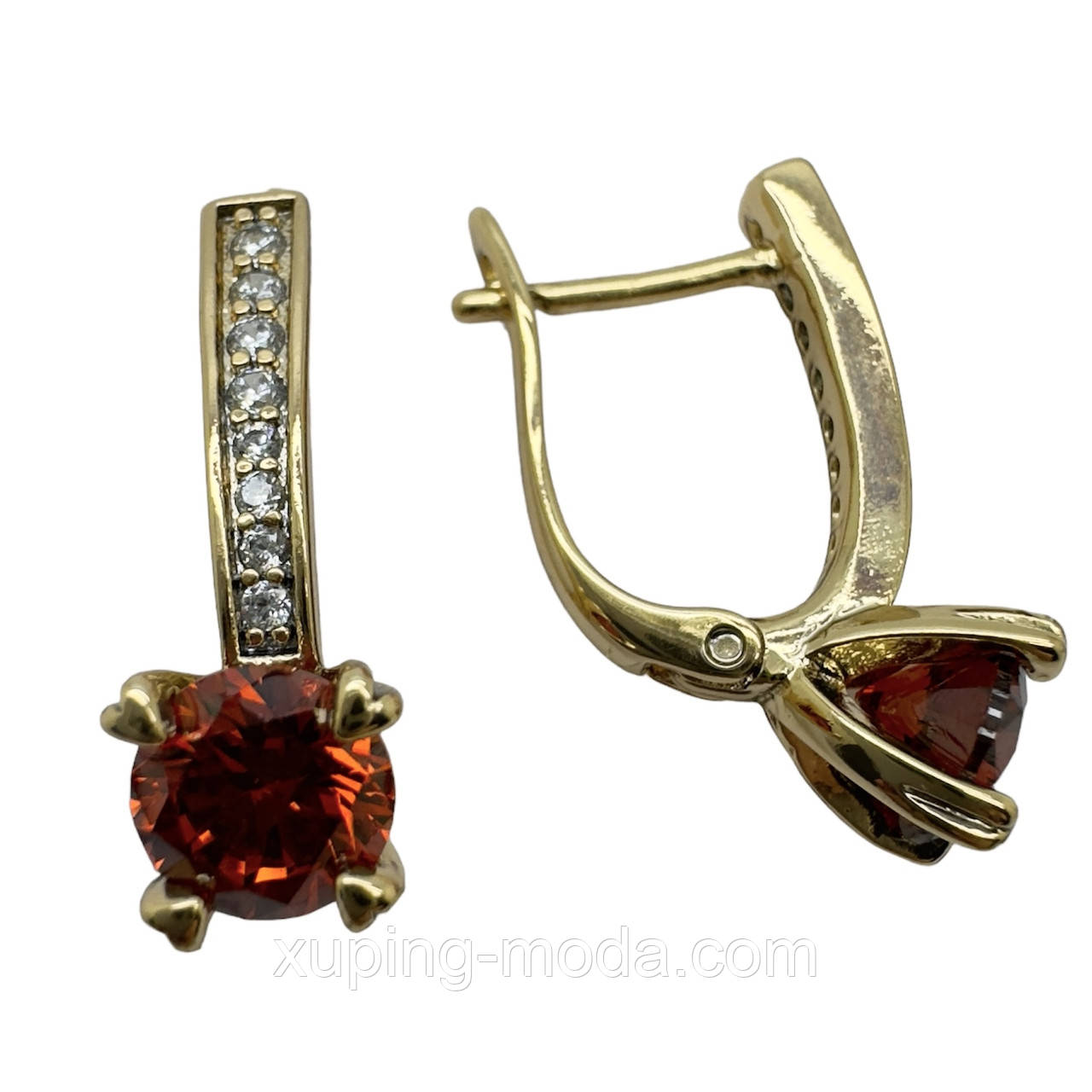 Сережки гарні ксюпінг. 20х5 мм. 18 к, фото 1