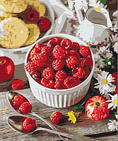 Малювання по номерах натюрморт Малиновий перекус 40х50 Картини живопис за номерами цифр BrushMe BS30913