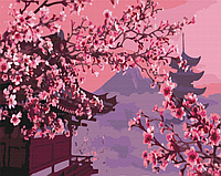 Картина по номерам японский пейзаж Сакура в Японии 40*50 Акриловая живопись по цифрам Brushme