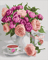 Акриловая живопись по номерам Пурпурный натюрморт 40х50см Картины по цифрам букет цветов BrushMe BS51451