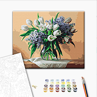 Картина по номерам Аромат весны 40х50см Картина раскраска по цифрам букет цветов сирени в вазе BrushMe BS51905