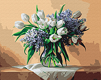 Акриловая живопись по цифрам Аромат весны 40х50см Картина по номерам Букет цветов в вазе BrushMe BS51905