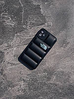 Силиконовый спортивный черный чехол пуховик The North Face Puffer лого TNF на айфон iPhone 12