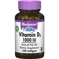 Витамин D Bluebonnet Nutrition Vitamin D3 1000IU 100 Softgels BLB0308 AG, код: 7622670