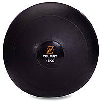 Мяч медицинский слэмбол для кроссфита Zelart SLAM BALL FI-2672-15 15кг черный mr