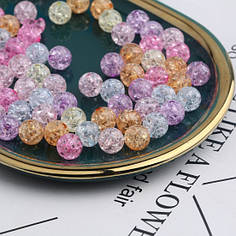 Намистини круглі "Бите скло", 8 мм, пастель мікс (30 шт)