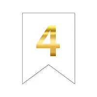 Цифра "4" на флажке для любых надписей золото на белом 16х12см