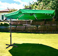 Зонт садовый с подсветкой LED зеленый Bonro B-7218LP 3м 6 спиц 24 лампы прочный качественный