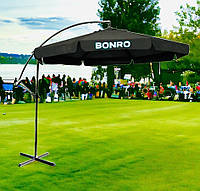 Зонт садовый с наклоном черный Bonro B-7218 3м 6 спиц прочный защита от солнца и дождя