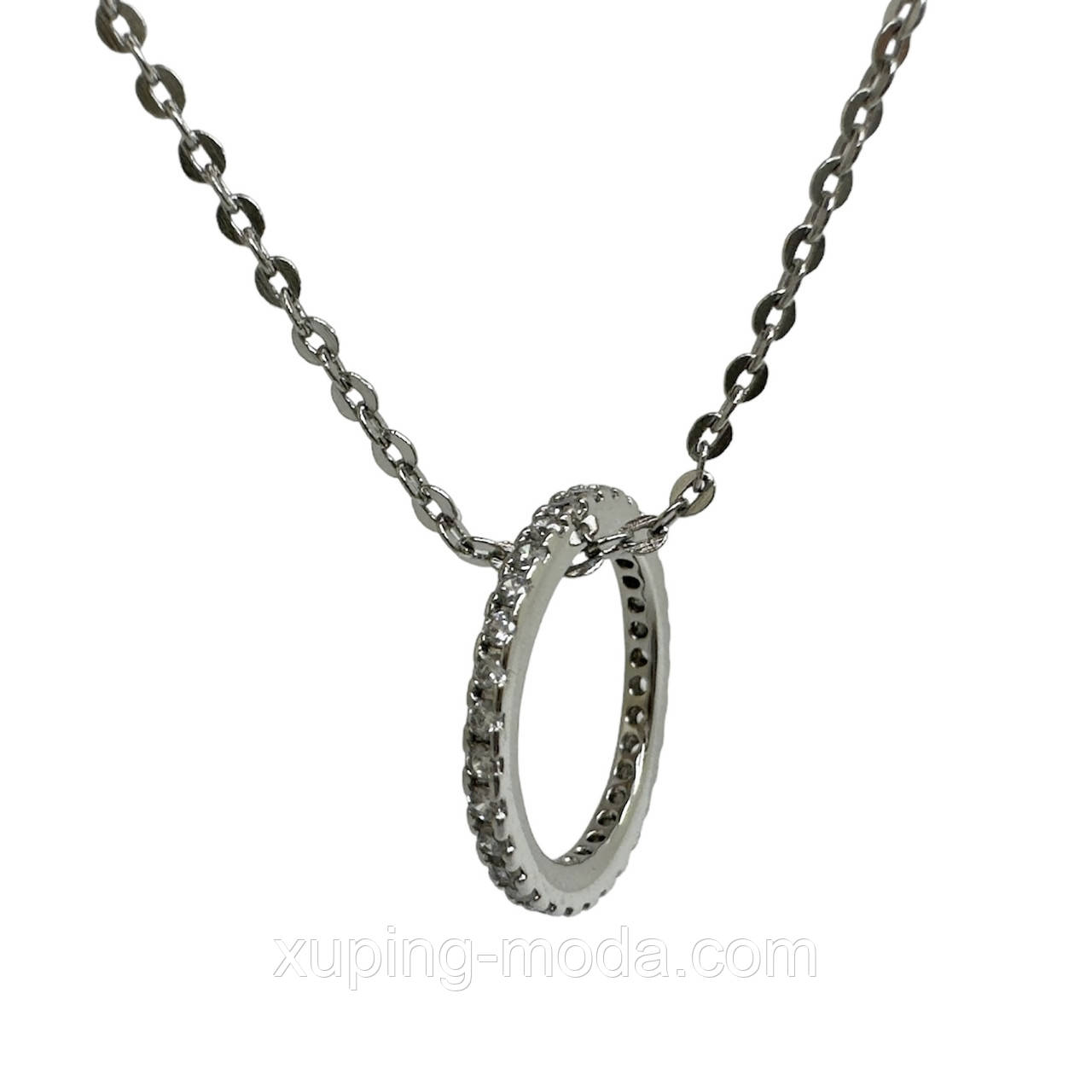 Підвіска с камінням. Xp. 40-45 см х 11 мм. родій, фото 1