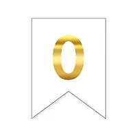 Цифра "0" на прапорці для будь-яких написів золото на білому 16х12см