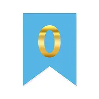Цифра "0" на прапорці для будь-яких написів золото на блакитному 16*12см