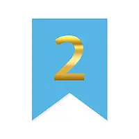 Цифра "2" на прапорці для будь-яких написів золото на блакитному 16*12см