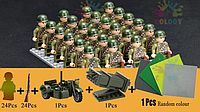 Фигурки военных США 24 шт + мотоцикл, вторая мировая война (солдатики для LEGO)