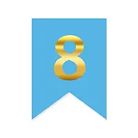 Цифра "8" на прапорці для будь-яких написів золото на блакитному 16*12см