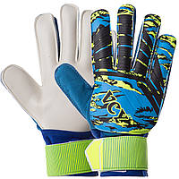 Перчатки вратарские детские с защитой пальцев VCY Zelart FB-931B размер 7 цвет синий ag