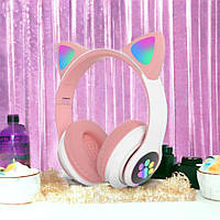 Дитячі навушники котик CAT STN-28 рожеві, Bluetooth навушники з YX-149 котячими вушками