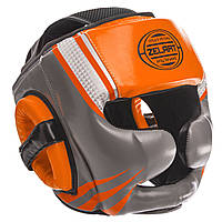 Шлем боксерский с полной защитой ZELART BO-1344 размер XL цвет оранжевый-серый ag