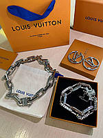 Брендовый набор Луи Виттон подвеска, браслет и серьги / Louis Vuitton