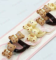 Резинки для волос детские 10 пар Ø 3 см мишки с бантиком