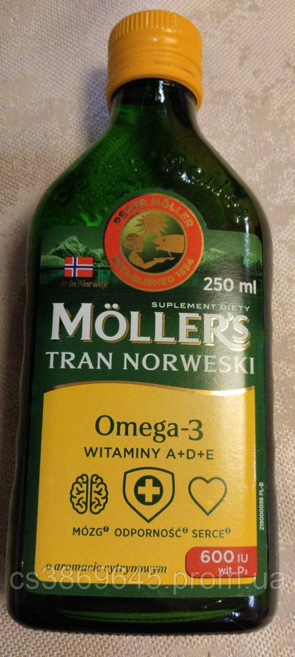 Харчова добавка зі смаком лимона "Omega 3 + D3"Mollers, 250 мл (ID ...
