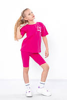 Летний костюм для девочки (футболка+велосипедки), фуликра, от 116 см до 134 см