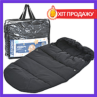 Детский конверт в коляску флисовый футмуф El Camino ME 1131 Footmuff Plus Black черный Топ