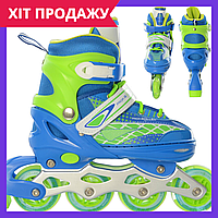 Роликовые коньки детские раздвижные Profi Roller A4140-M-BL 35 38 размер синий Топ