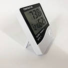 Міні-цифровий гігрометр HTC-1, Термогігрометр будильник метеостанція, Бездротовий прилад EQ-96, фото 3