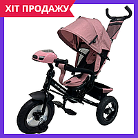 Велосипед коляска детский трехколесный с ручкой Turbo Trike MT 1006-6 розовый Топ