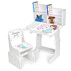 Парта для однієї дитини зі стільчиком з регулюванням висоти та таблицею множення N 2071-8-1 Білий, фото 2