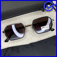 Модные шестигранные темные мужские очки от солнца, красивые черные шестиугольные солнцезащитные очки