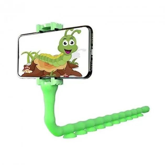 Гнучкий тримач для телефону з універсальними присосками Cute Worm Lazy Holder. Колір: зелений ZF-27, фото 1