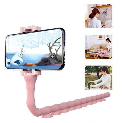 Гнучкий тримач для телефону з універсальними присосками Cute Worm Lazy Holder. Колір: рожевий BN-99, фото 1